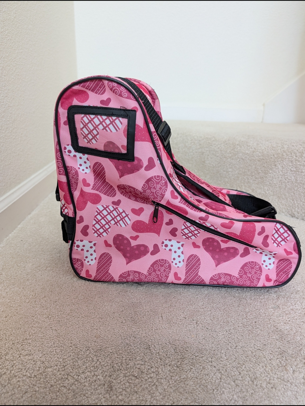 Pink Heart Print Boot/Skate Bag
